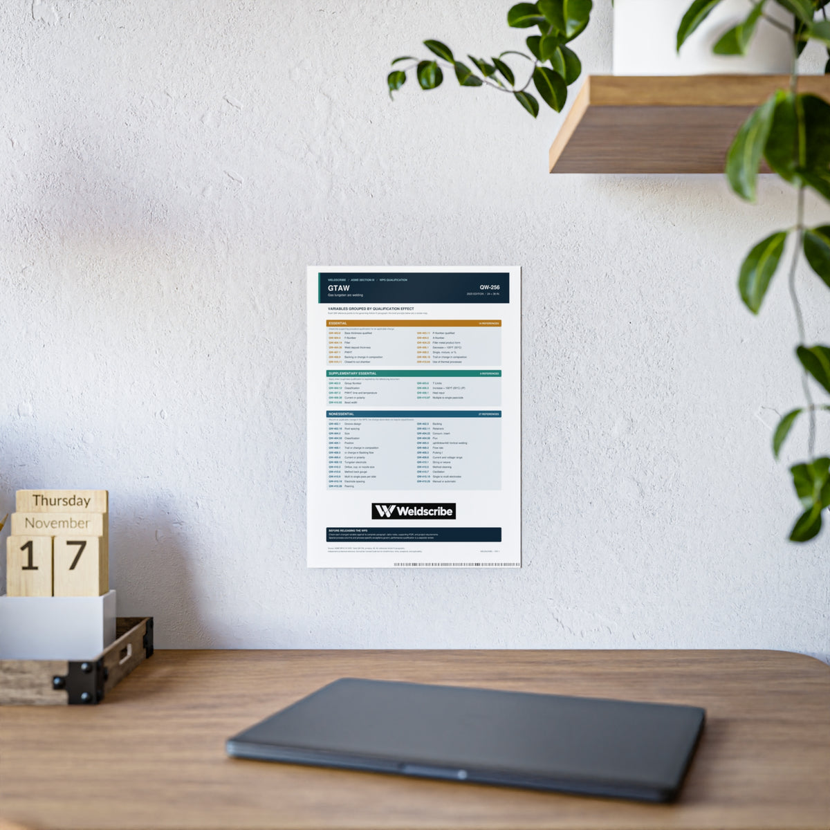 QW-256 GTAW qualification variables poster for ASME Section IX – product view 5
