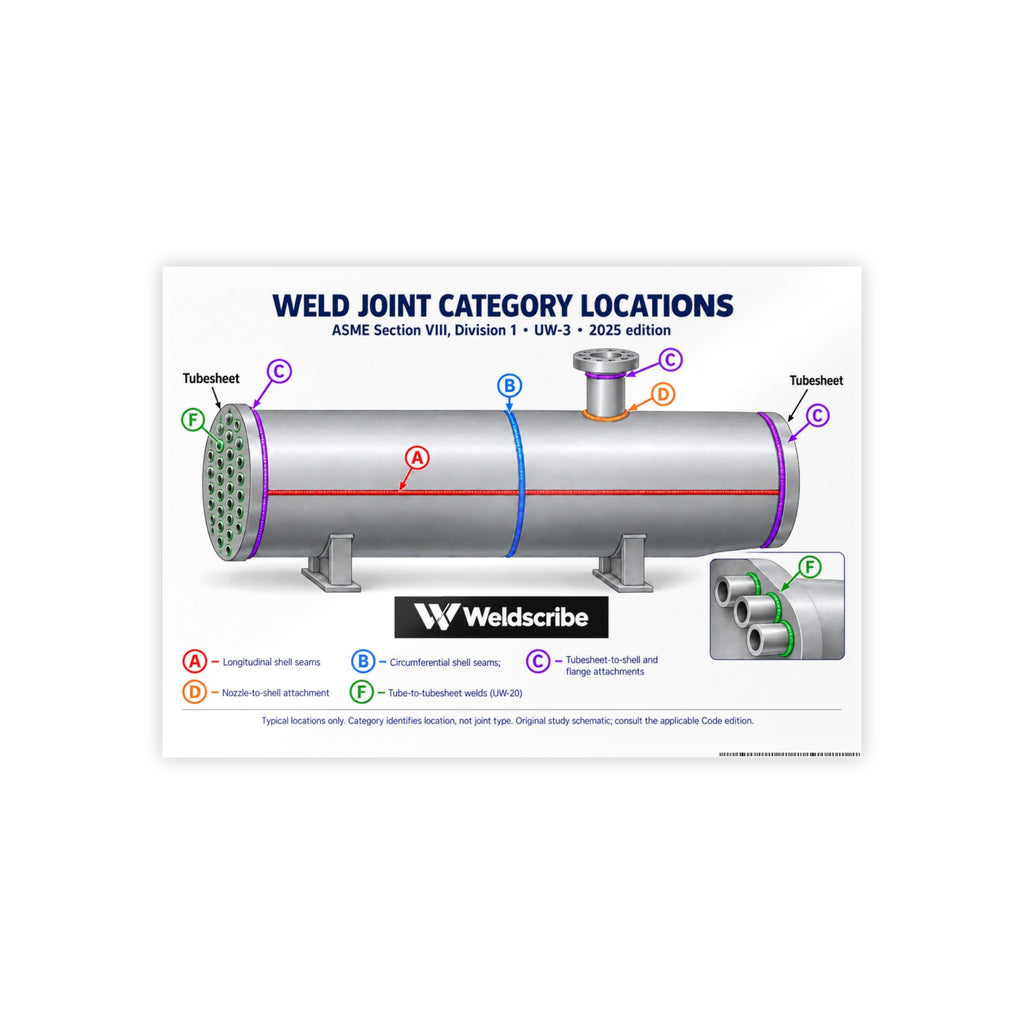 ASME Section VIII Division 1 weld joint categories A B C D reference poster – product view 2