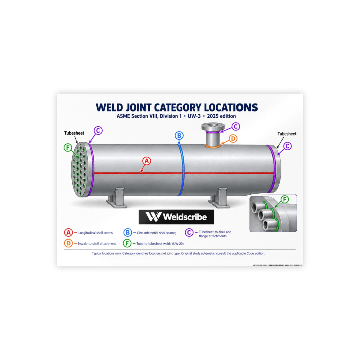 ASME Section VIII Division 1 weld joint categories A B C D reference poster – product view 2