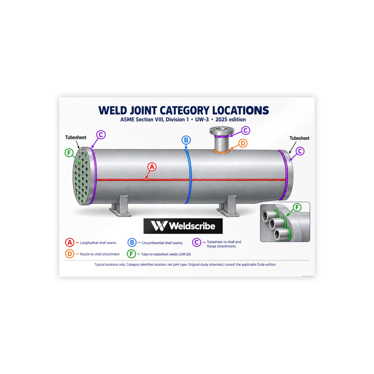 ASME Section VIII Division 1 weld joint categories A B C D reference poster – product view 4
