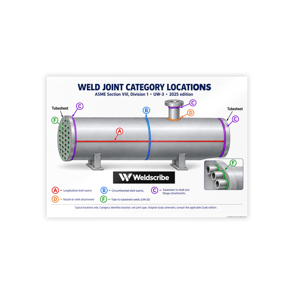 ASME Section VIII Division 1 weld joint categories A B C D reference poster – product view 3