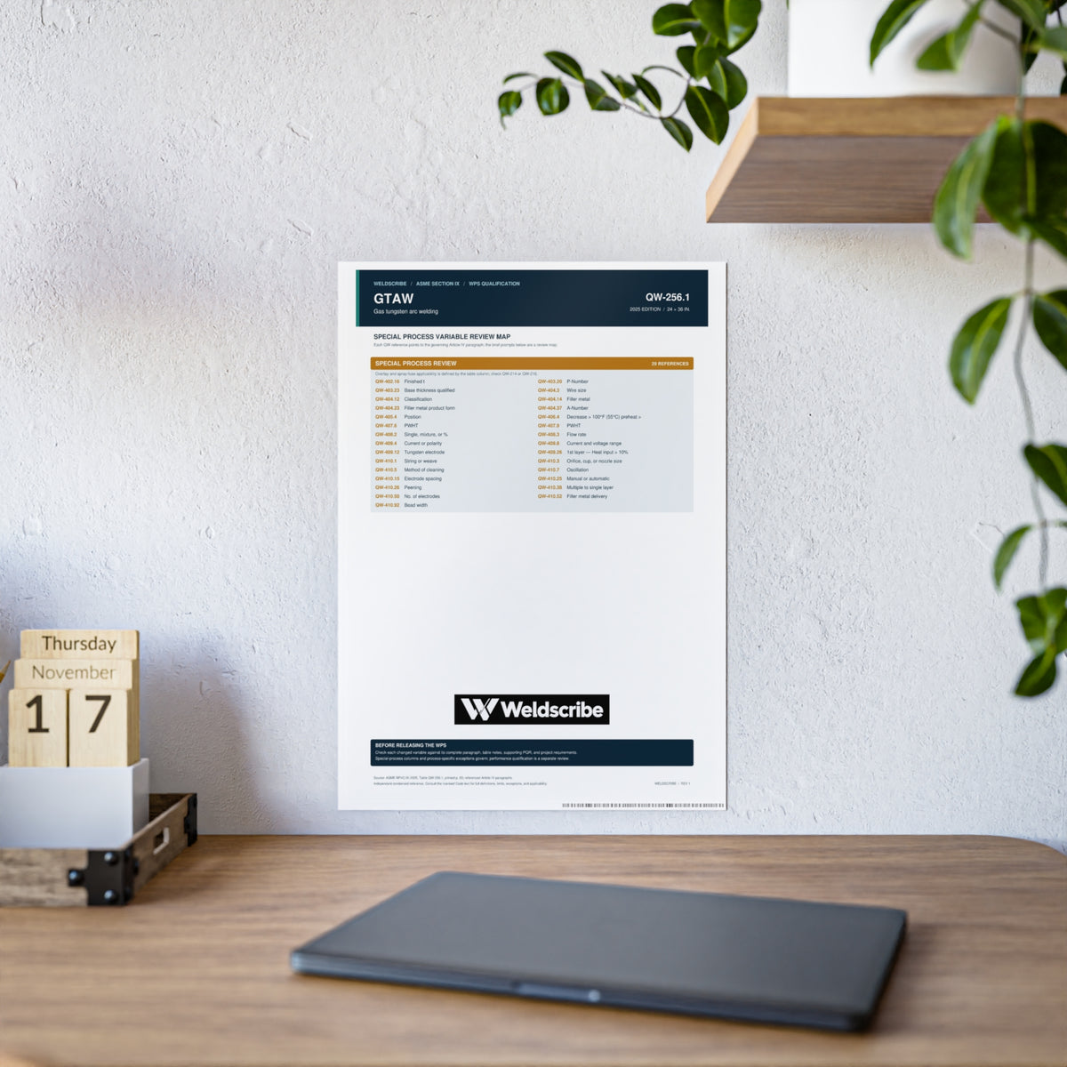 QW-256.1 GTAW special processes qualification variables poster – product view 7