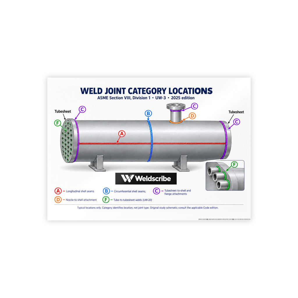 ASME Section VIII weld joint categories A B C D glossy reference poster
