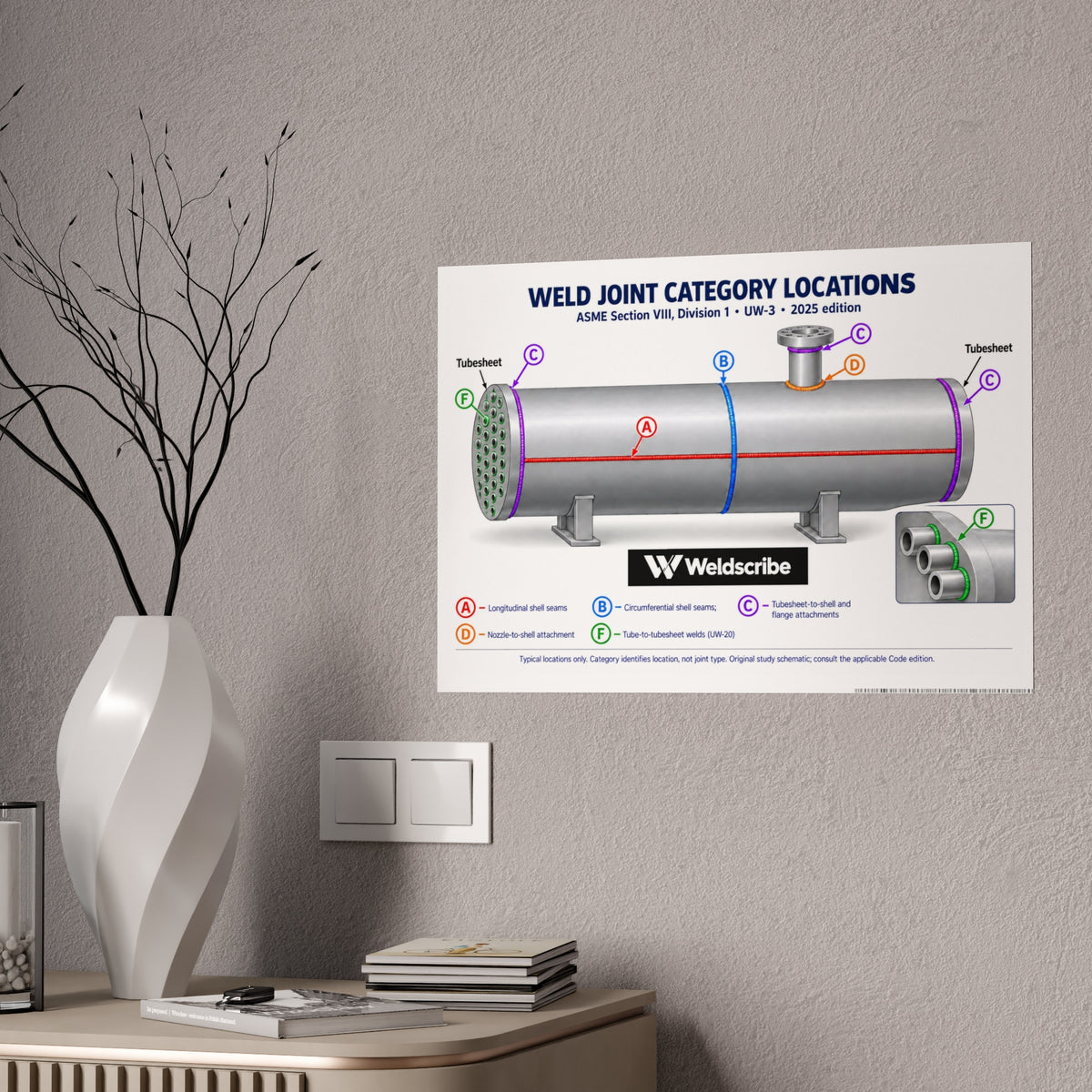 ASME Section VIII Division 1 weld joint categories A B C D reference poster – product view 8