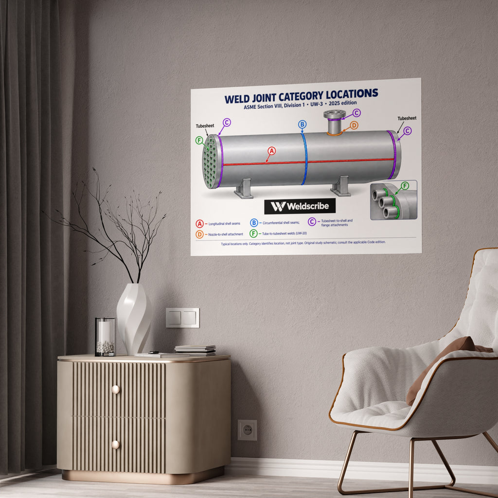 ASME Section VIII Division 1 weld joint categories A B C D reference poster – product view 12