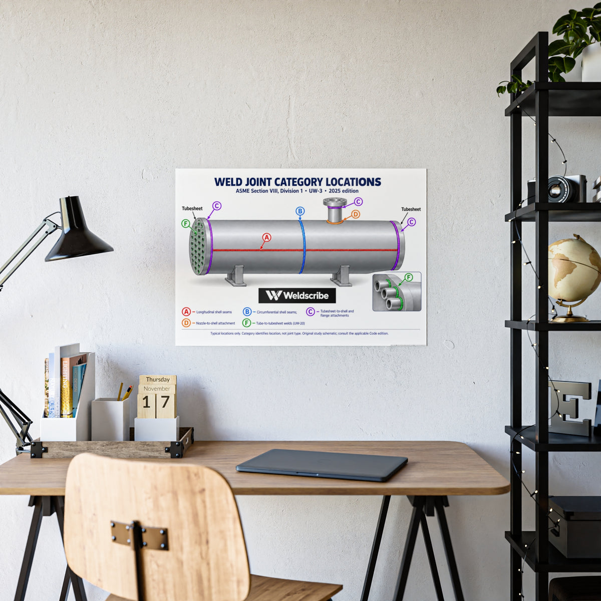 ASME Section VIII Division 1 weld joint categories A B C D reference poster – product view 9