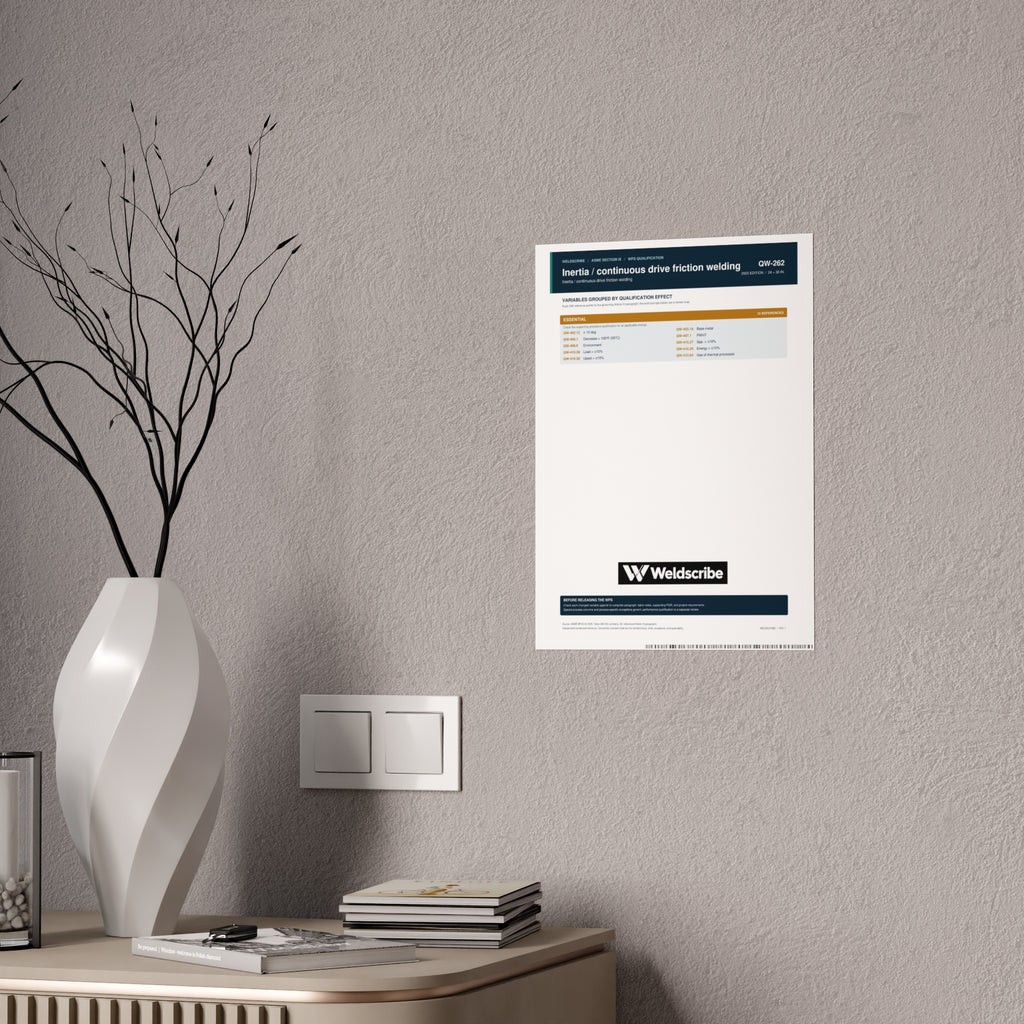 QW-262 friction welding qualification variables poster for ASME Section IX – product view 6
