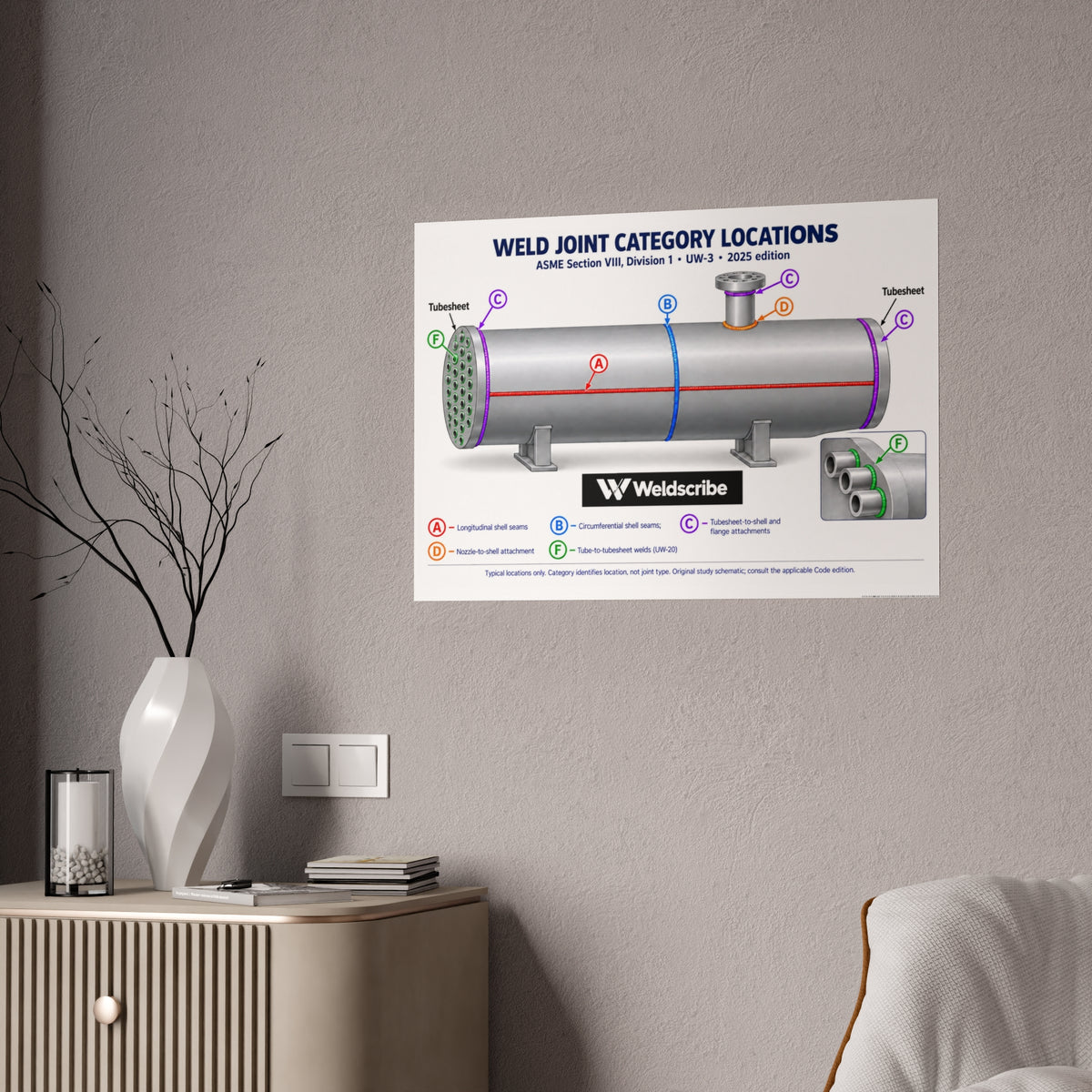 ASME Section VIII Division 1 weld joint categories A B C D reference poster – product view 10